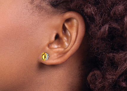 14K white gold citrine oval earrings, another view
