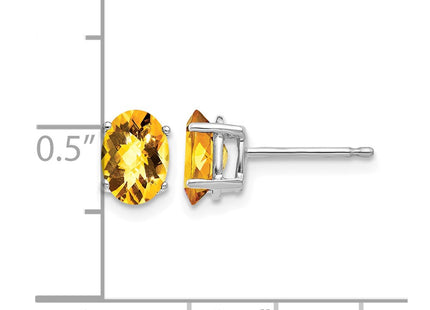 14K white gold citrine oval earrings, further view