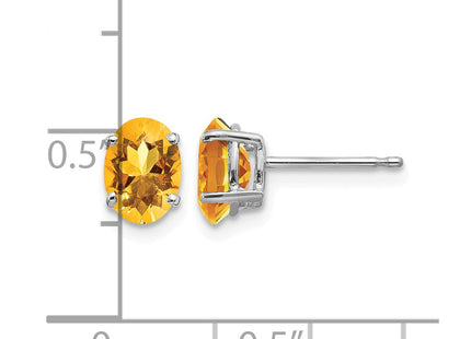 14K white gold citrine oval earrings, further view