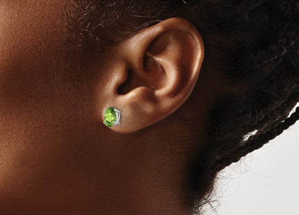 14K white gold peridot oval earrings, another view
