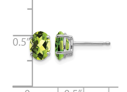 14K white gold peridot oval earrings, further view