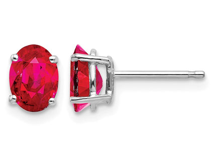 14K white gold ruby earrings
