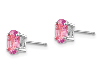 14K white gold sapphire earrings, alternate view