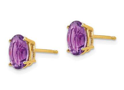 14K gold amethyst oval earrings, alternate view