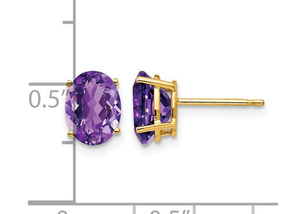 14K gold amethyst oval earrings, further view