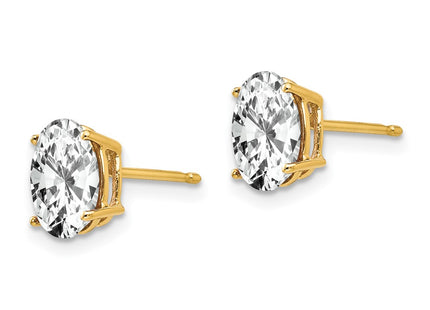 14K gold cubic zirconia oval earrings, alternate view