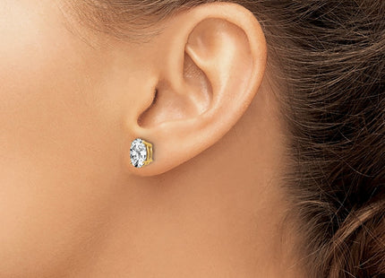 14K gold cubic zirconia oval earrings, another view