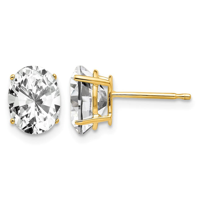 14k Oval Cubic Zirconia Earrings, 9 x 6mm