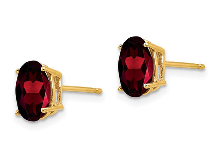 14K gold garnet oval earrings, alternate view