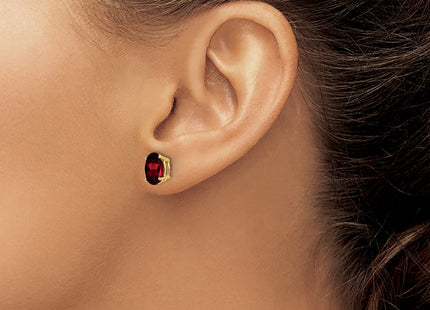14K gold garnet oval earrings, another view