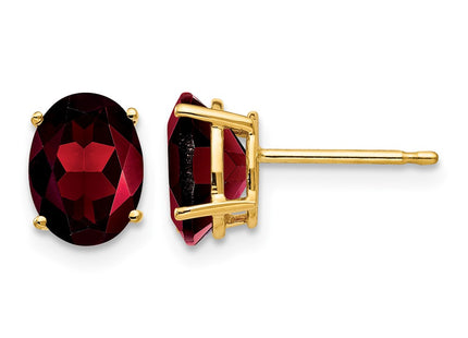14K gold garnet oval earrings