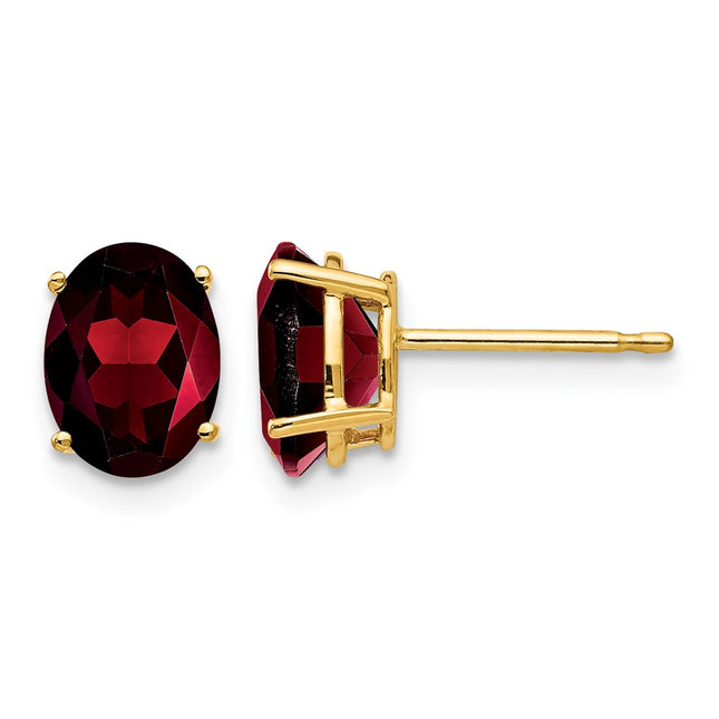14k Oval Garnet Earrings, 8 x 6mm