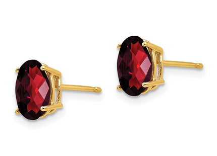 14K gold garnet oval earrings, alternate view