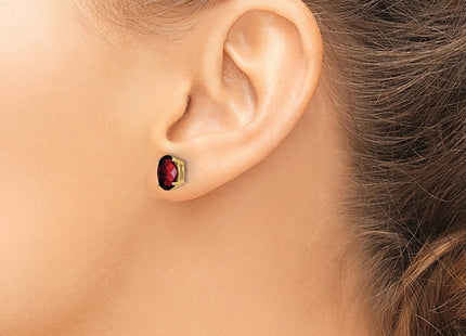 14K gold garnet oval earrings, another view