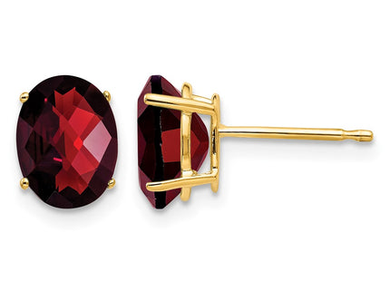14K gold garnet oval earrings