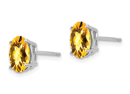 14K white gold citrine oval earrings, alternate view