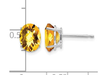 14K white gold citrine oval earrings, further view