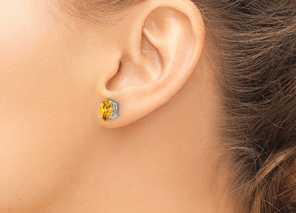 14K white gold citrine oval earrings, another view
