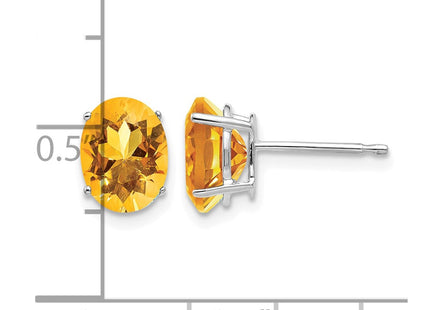 14K white gold citrine oval earrings, further view