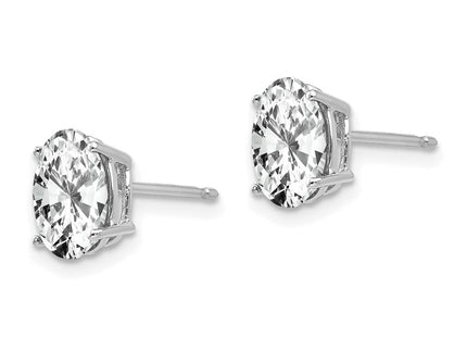 14k White Gold Oval Cubic Zirconia Earrings (Style XE88WCZ)