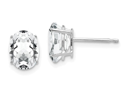 14k White Gold Oval Cubic Zirconia Earrings (Style XE88WCZ)