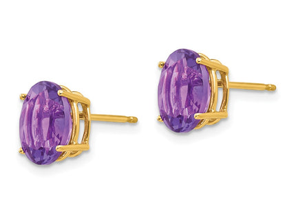 14K gold amethyst oval earrings, alternate view