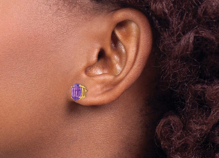 14K gold amethyst oval earrings, another view