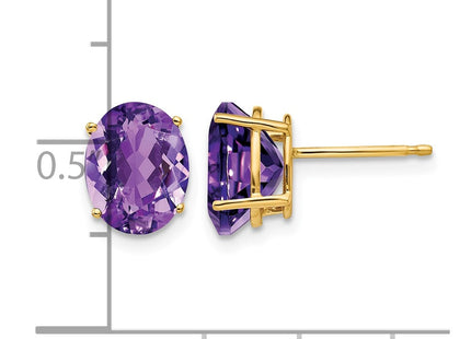 14K gold amethyst oval earrings, further view