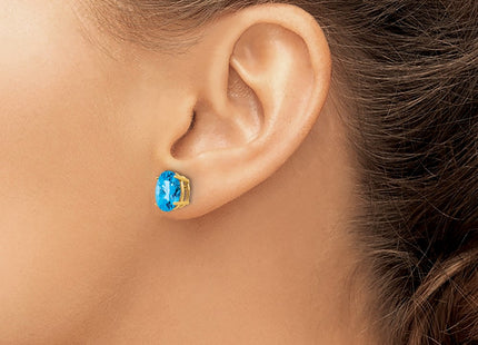 14K gold blue topaz oval earrings, another view