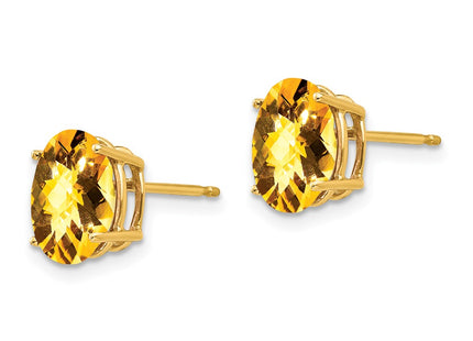 14K gold citrine oval earrings, alternate view