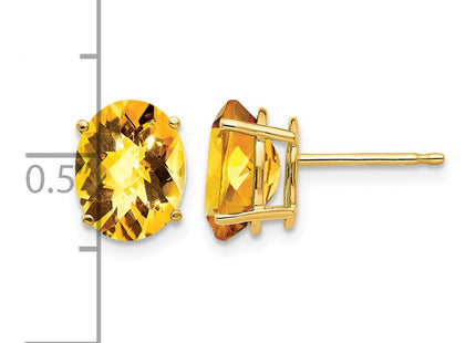 14K gold citrine oval earrings, further view
