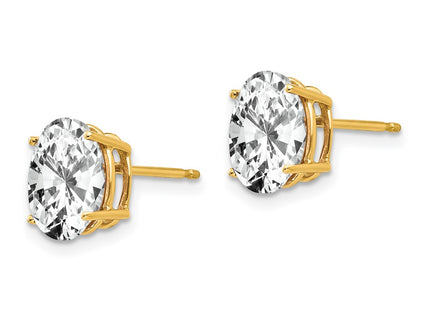 14K gold cubic zirconia oval earrings, alternate view