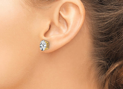 14K gold cubic zirconia oval earrings, another view