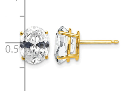14K gold cubic zirconia oval earrings, further view