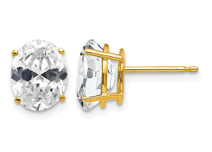 14K gold cubic zirconia oval earrings