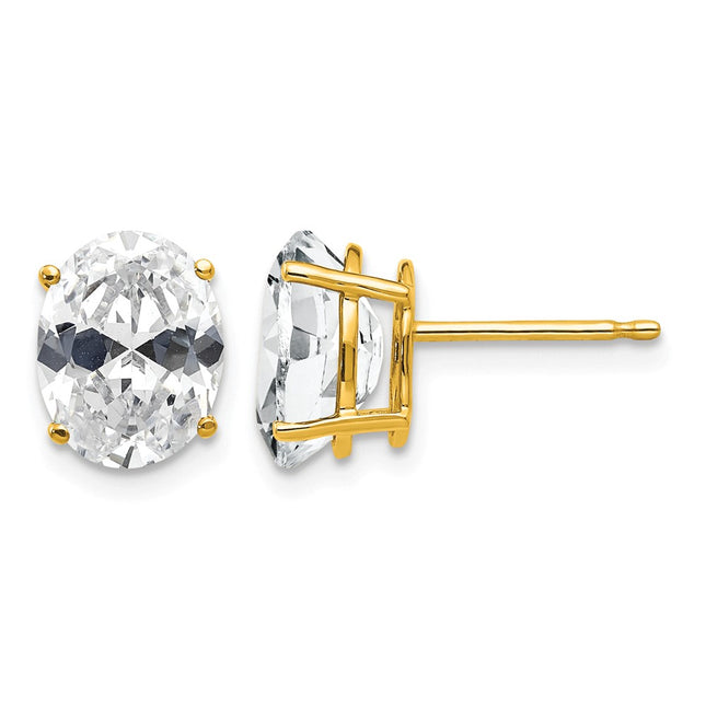 14k Oval Cubic Zirconia Earrings, 9 x 7mm