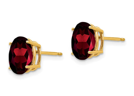 14K gold garnet oval earrings, alternate view
