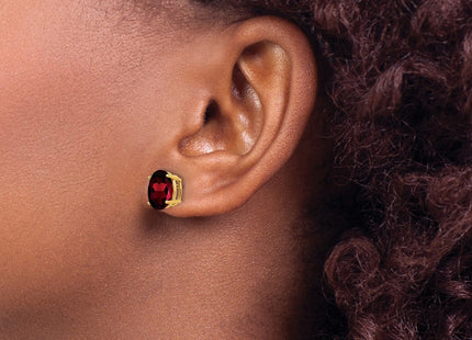 14K gold garnet oval earrings, another view