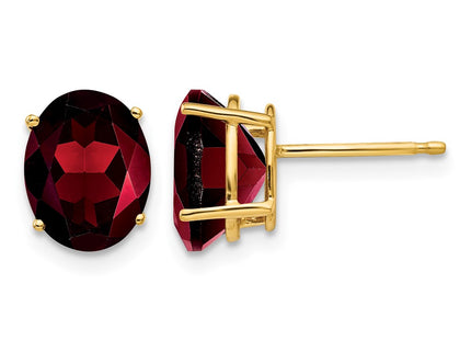 14K gold garnet oval earrings