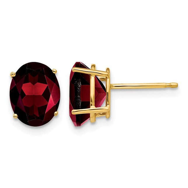 14k Oval Garnet Earrings, 9 x 7mm