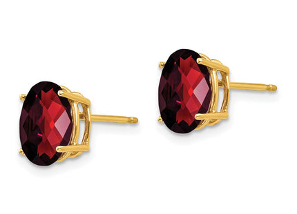 14K gold garnet oval earrings, alternate view