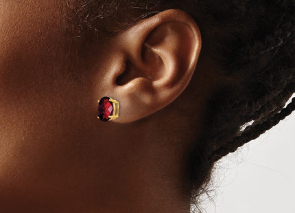 14K gold garnet oval earrings, another view