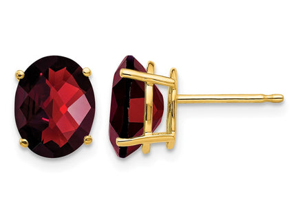 14K gold garnet oval earrings