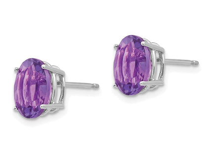 14k White Gold Oval Amethyst Earrings (Style XE89WAM)