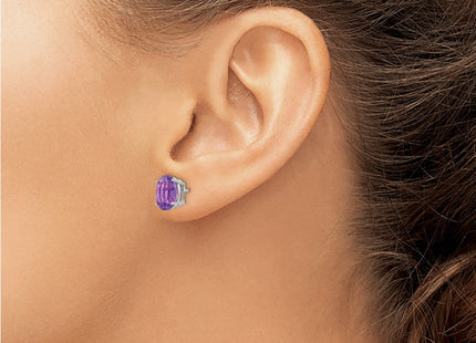 14k White Gold Oval Amethyst Earrings (Style XE89WAM)