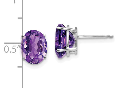14k White Gold Oval Amethyst Earrings (Style XE89WAM)