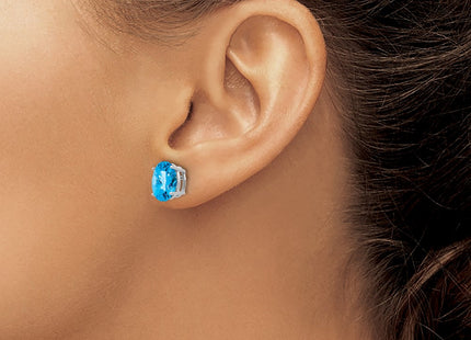 14K white gold blue topaz oval earrings, another view