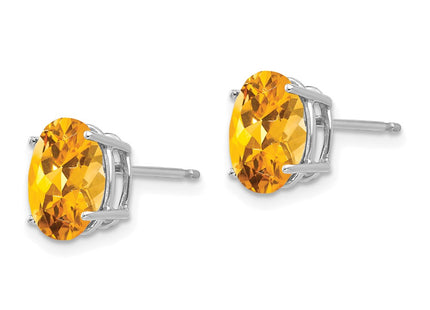 14K white gold citrine oval earrings, alternate view