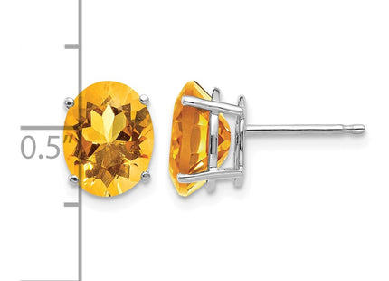 14K white gold citrine oval earrings, further view