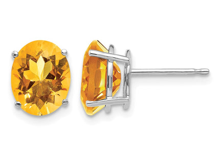 14K white gold citrine oval earrings